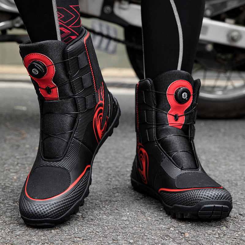 Men's High Top Printed Motorcycle Grip Touring Boots