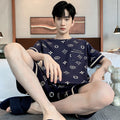 Men's Printed Cotton Lounge Shorts and Relaxed Sleepwear Set