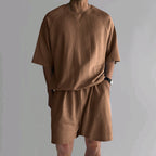 Men's Terry Drawstring Shorts and Relaxed Raglan T Shirt
