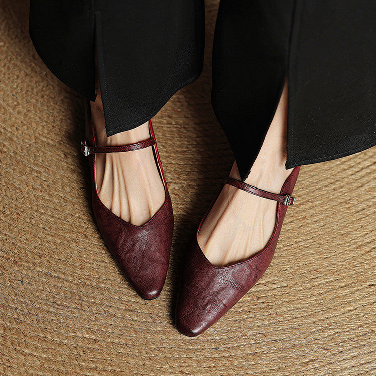 Women's Pointed Toe Strap Detail Slip-On Mule Flats
