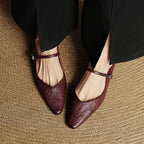 Women's Pointed Toe Strap Detail Slip-On Mule Flats