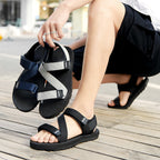 Men's Adjustable Cross Strap Hook And Loop Outdoor Sandals