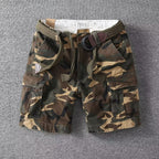 Men's Washed Utility Cargo Shorts Relaxed Fit Streetwear Bottoms