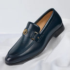 Men's Italian Leather Loafers with Metal Detail Smart Slip