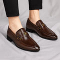 Men's Italian Leather Loafers with Metal Detail Smart Slip
