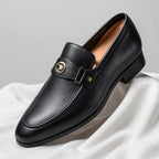 Men's Italian Leather Loafers with Metal Detail Smart Slip