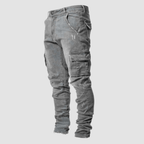 Men's Slim Fit Cargo Jeans Tapered Streetwear Denim Trousers