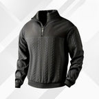 Men's Cable Knit Half Zip Sweater with Textured Yoke