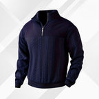 Men's Cable Knit Half Zip Sweater with Textured Yoke