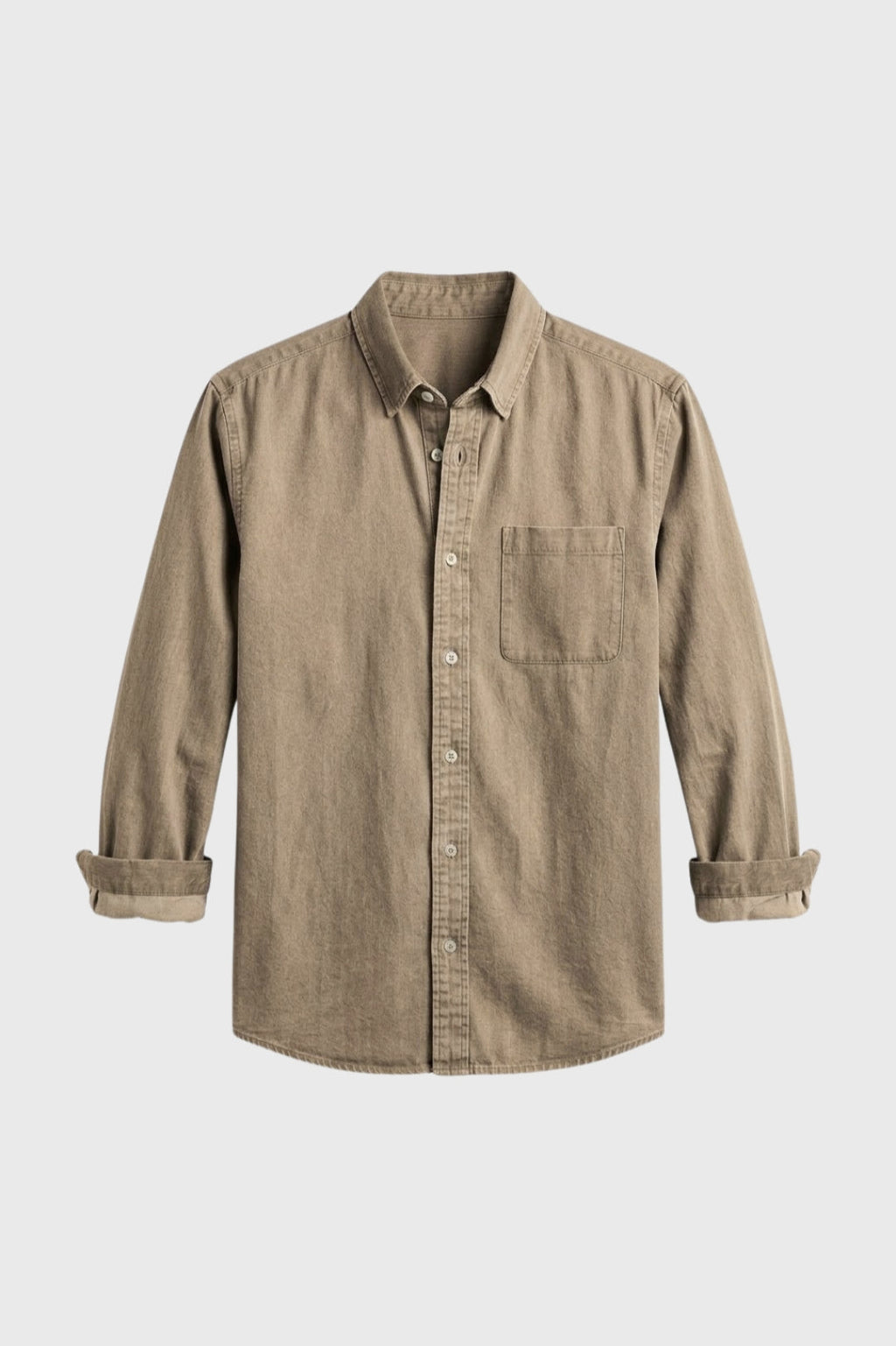 Men's Textured Shirt Rolled Sleeve Chest Pocket Casual Top