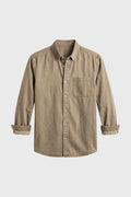 Men's Textured Shirt Rolled Sleeve Chest Pocket Casual Top
