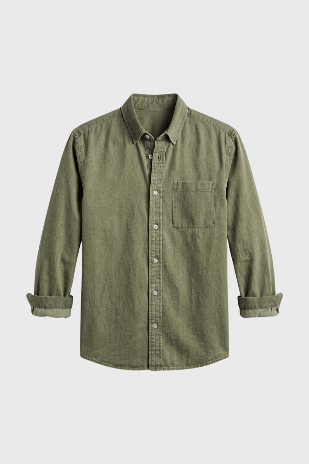 Men's Textured Shirt Rolled Sleeve Chest Pocket Casual Top