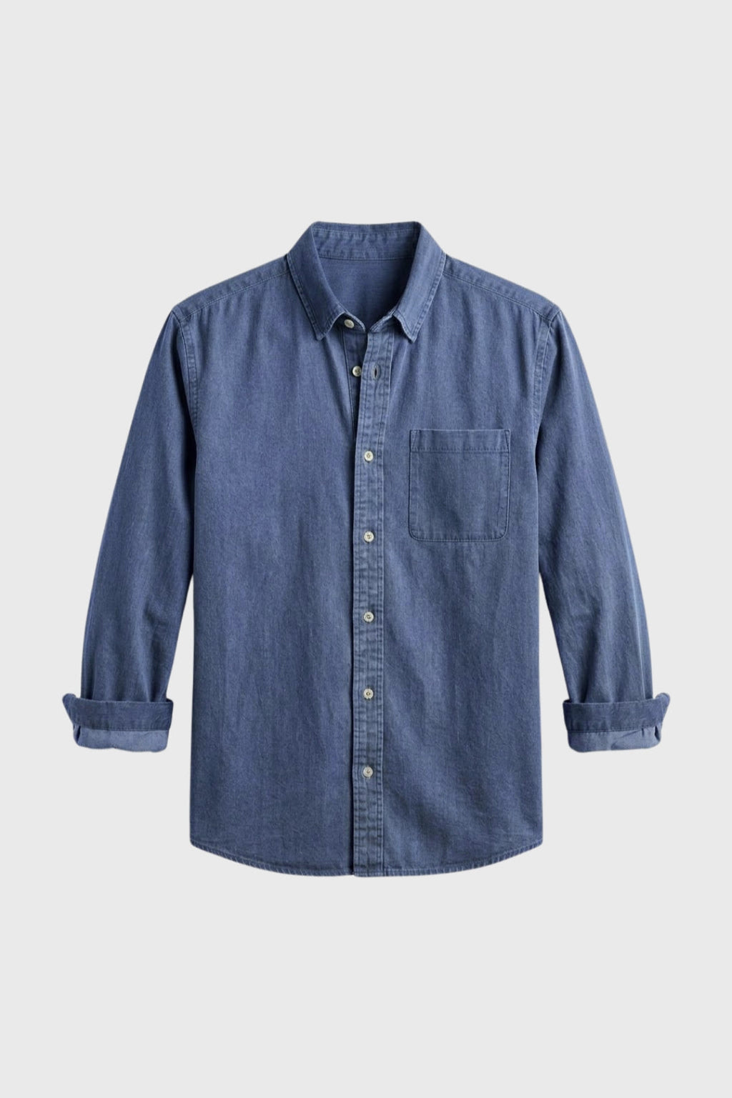 Men's Textured Shirt Rolled Sleeve Chest Pocket Casual Top