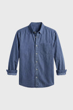 Men's Textured Shirt Rolled Sleeve Chest Pocket Casual Top
