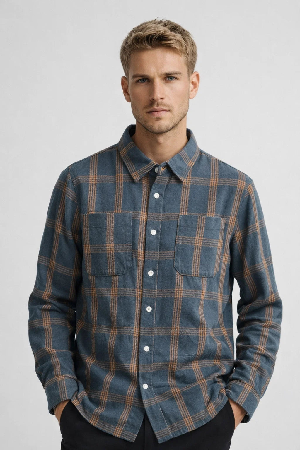 Men's Printed Overshirt Chest Pocket Casual Layer