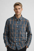 Men's Printed Overshirt Chest Pocket Casual Layer