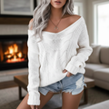 Women's Oversized Openwork Sweater with Cable Texture