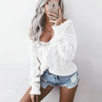 Women's Oversized Openwork Sweater with Cable Texture