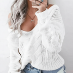 Women's Oversized Openwork Sweater with Cable Texture