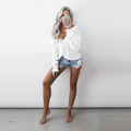 Women's Oversized Openwork Sweater with Cable Texture