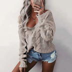 Women's Oversized Openwork Sweater with Cable Texture