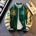 Men's Patchwork Jacket Embroidered Casual Button Up Lightweight Streetwear
