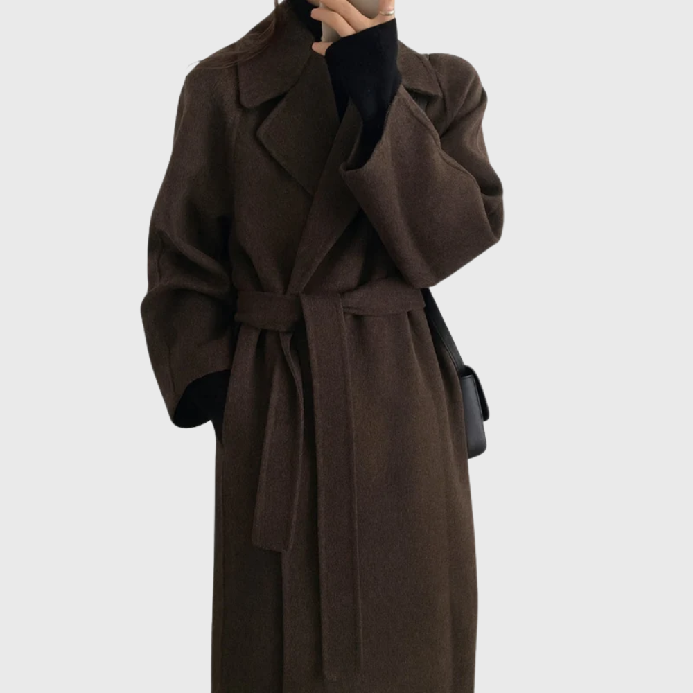 Women's Wool Blend Belted Coat – Warm Tailored