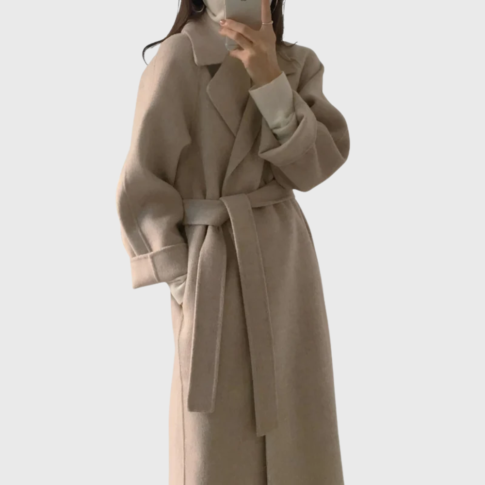 Women's Wool Blend Belted Coat – Warm Tailored