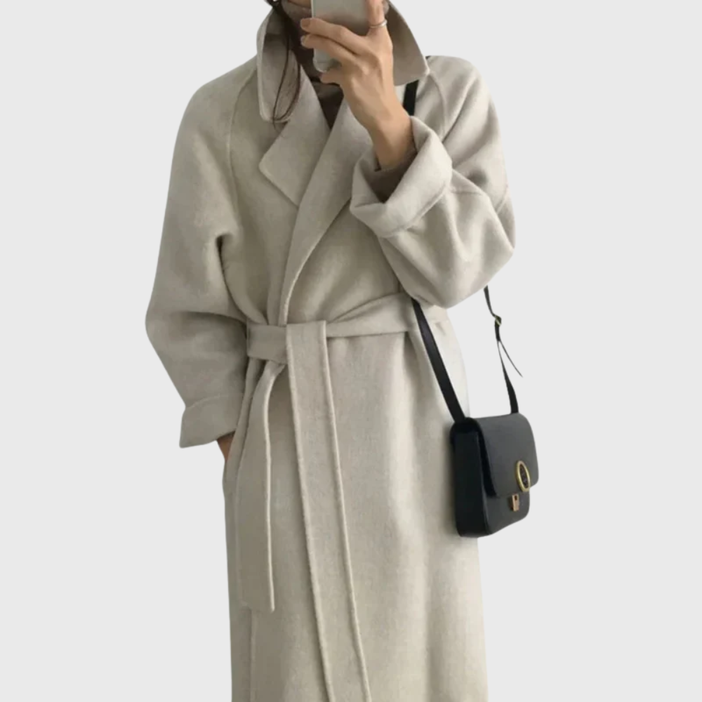 Women's Wool Blend Belted Coat – Warm Tailored