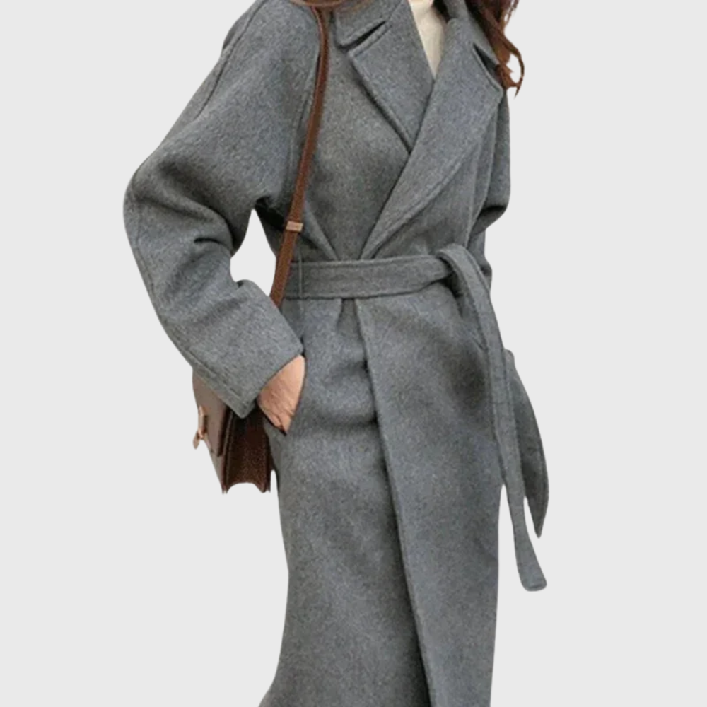 Women's Wool Blend Belted Coat – Warm Tailored