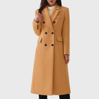 Women's Double-Breasted Wool Coat – Tailored Long Coat