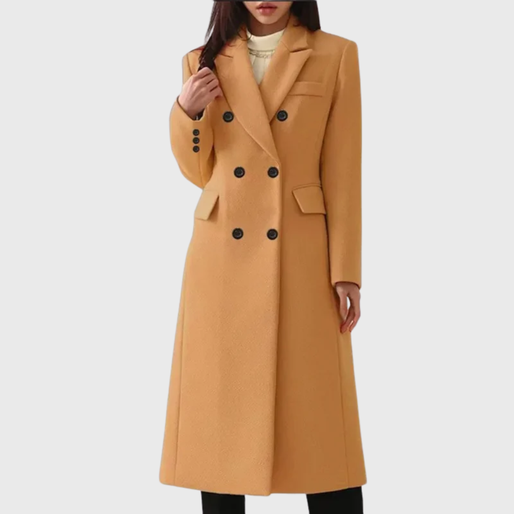 Women's Double-Breasted Wool Coat – Tailored Long Coat