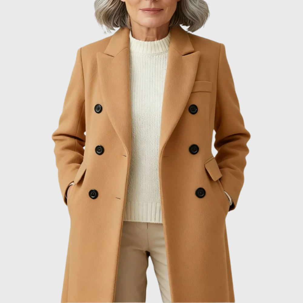 Women's Double-Breasted Wool Coat – Tailored Long Coat