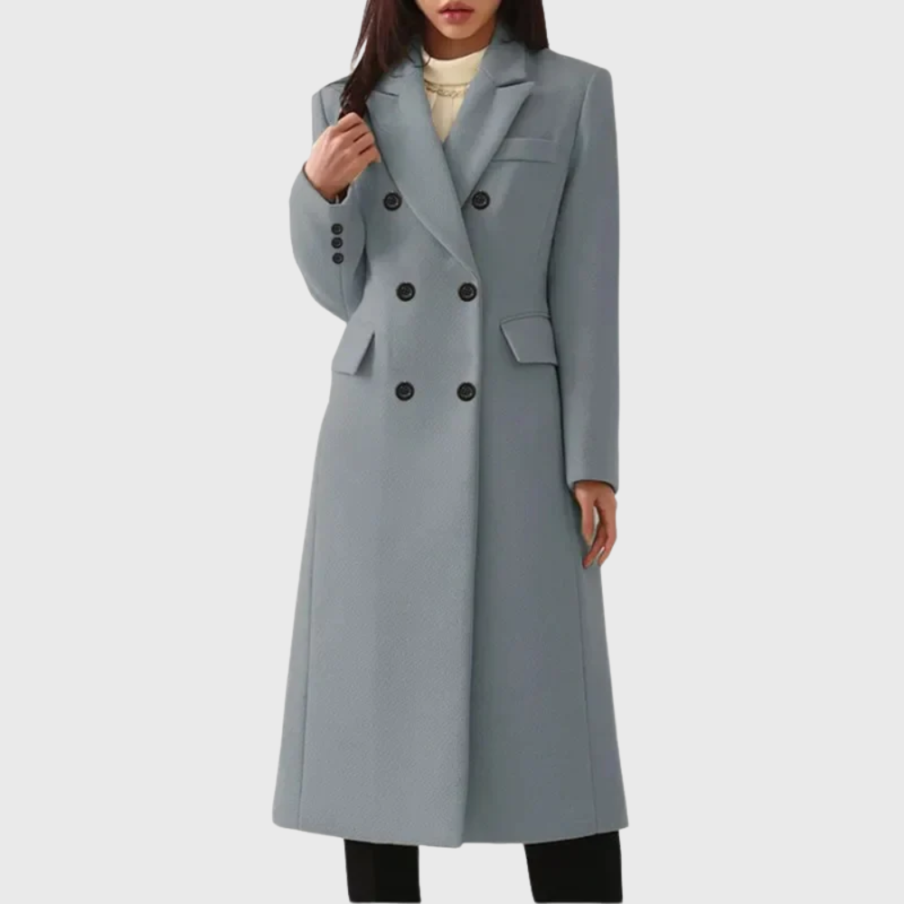 Women's Double-Breasted Wool Coat – Tailored Long Coat