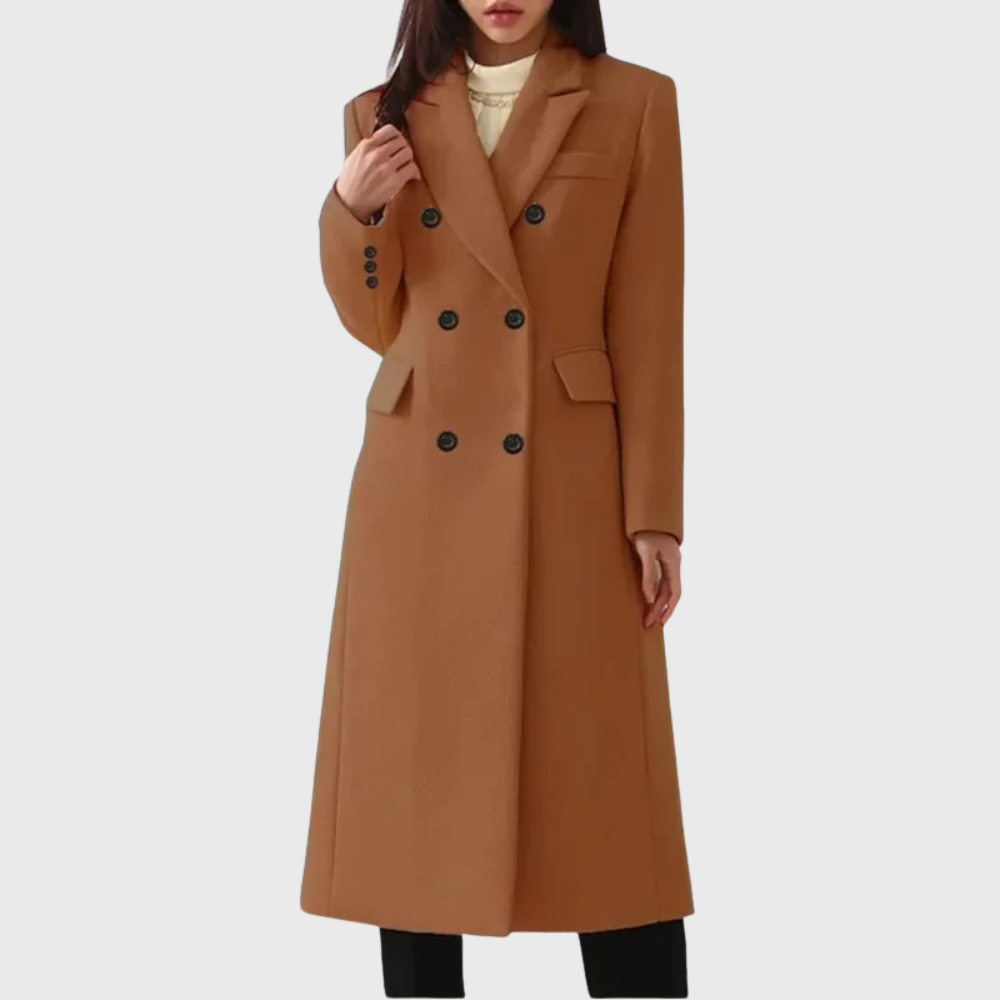 Women's Double-Breasted Wool Coat – Tailored Long Coat