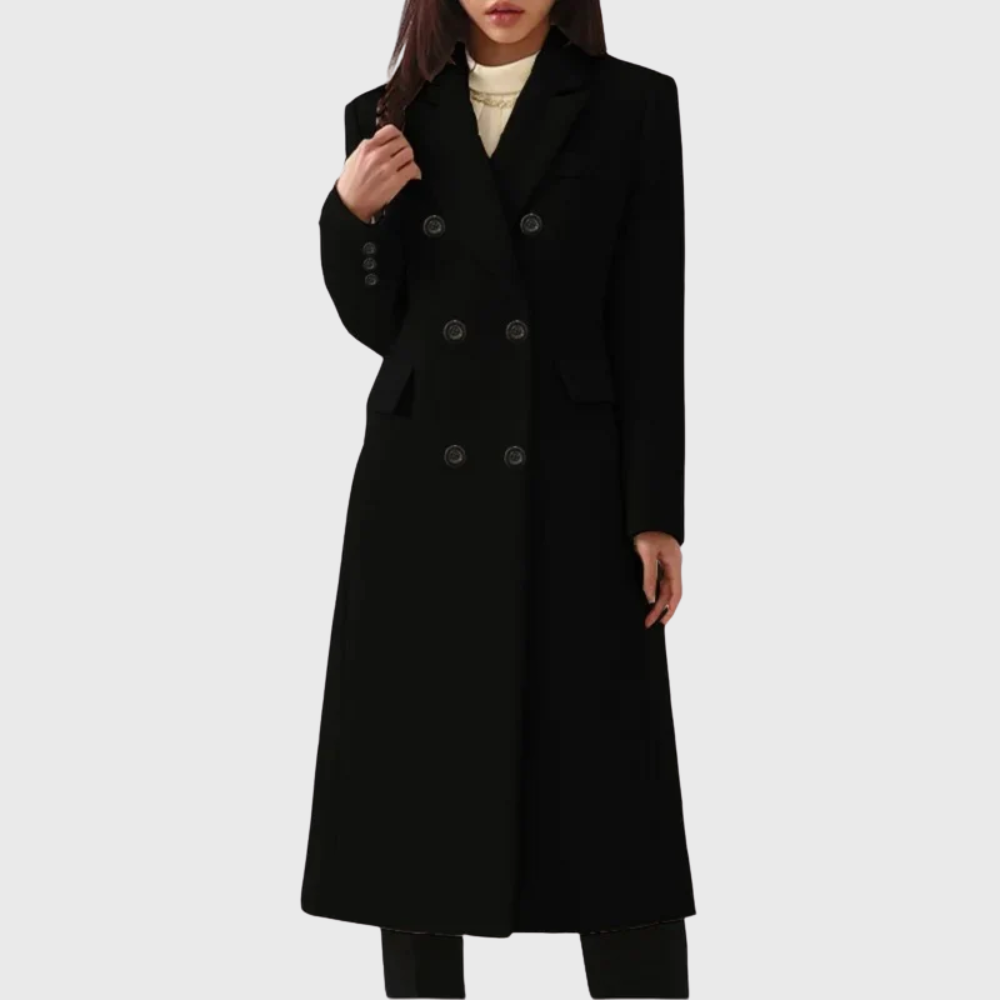 Women's Double-Breasted Wool Coat – Tailored Long Coat