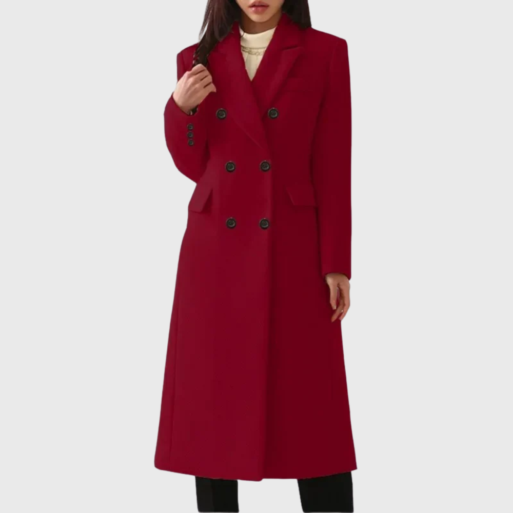Women's Double-Breasted Wool Coat – Tailored Long Coat
