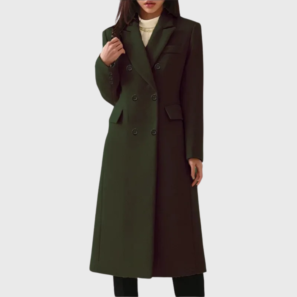 Women's Double-Breasted Wool Coat – Tailored Long Coat