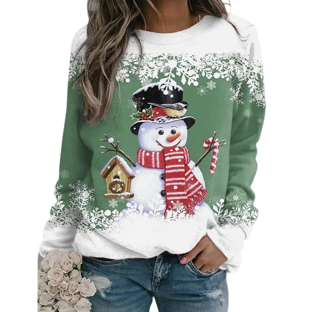 Women's Soft Knit Holiday Sweater with Snowman Design