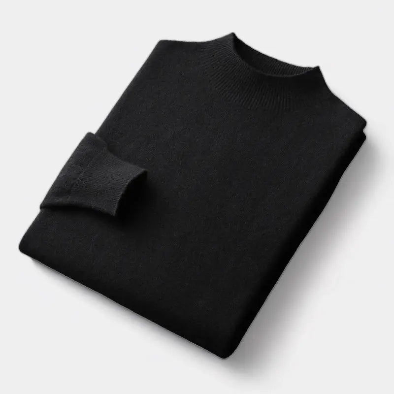 Men's Wool Mock Neck Sweater Warm Refined Knit