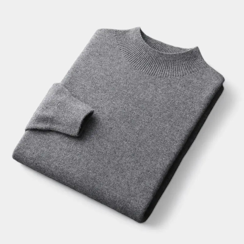 Men's Wool Mock Neck Sweater Warm Refined Knit