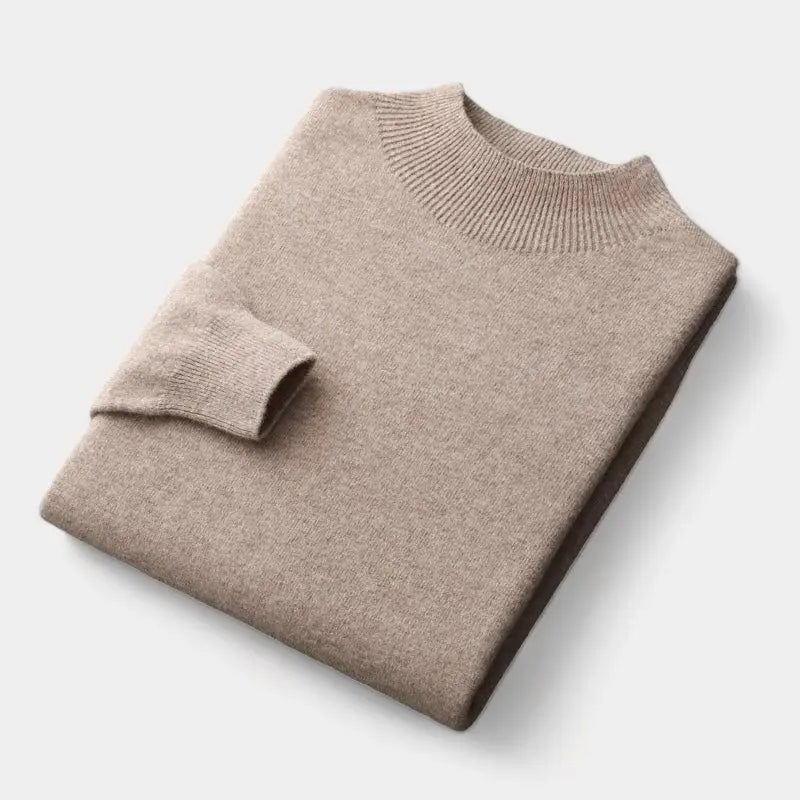 Men's Wool Mock Neck Sweater Warm Refined Knit