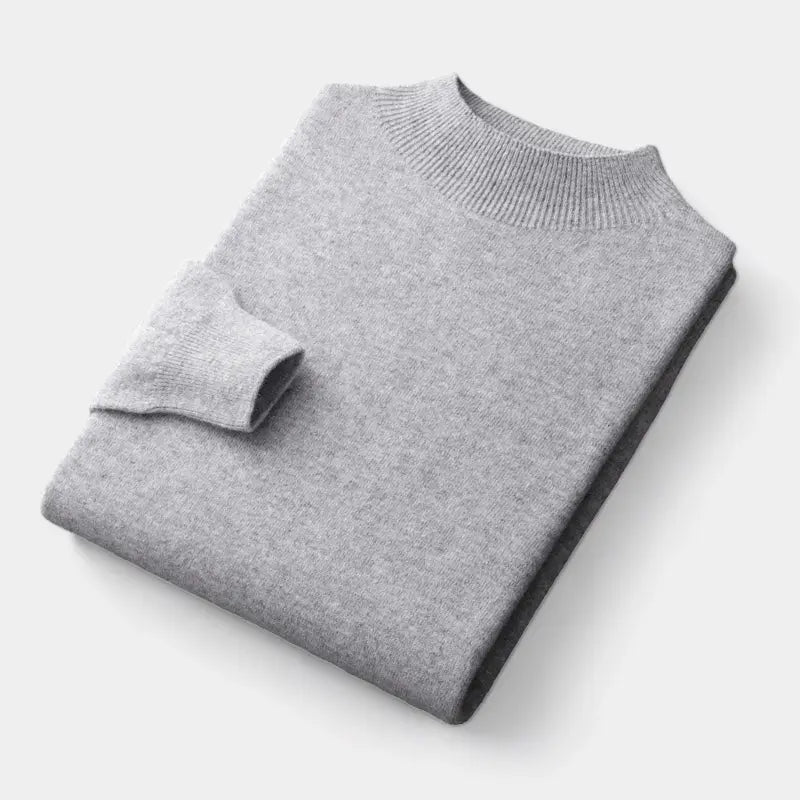 Men's Wool Mock Neck Sweater Warm Refined Knit