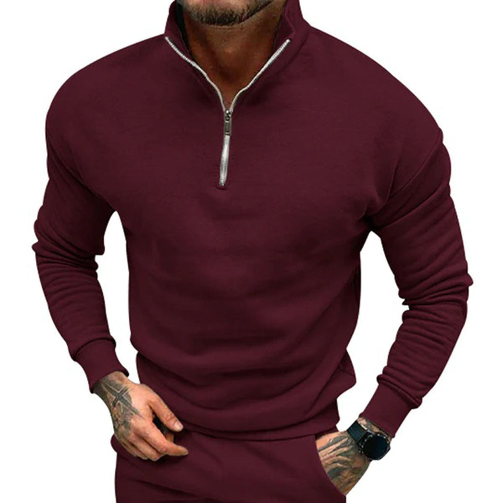 Men's Half Zip Knit Jumper Clean Minimal Pullover Style