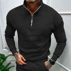 Men's Stand Collar Sweater with Streamlined Half Zip
