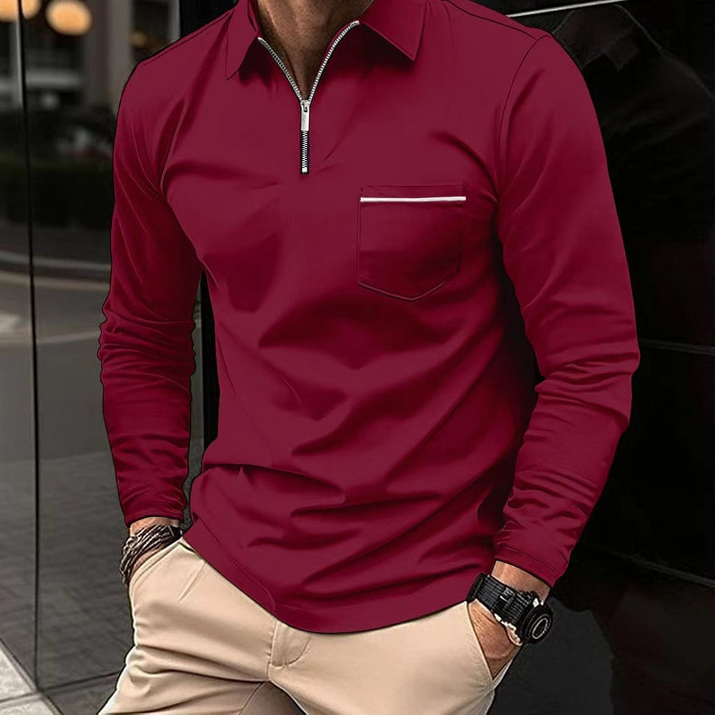 Men's Long Sleeve Polo Shirt Warm Comfortable Breathable Stylish