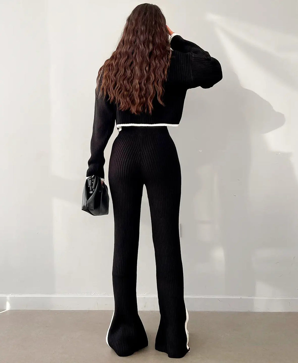 Women's Cool-Weather Knit Two-Piece with Contrast Edging
