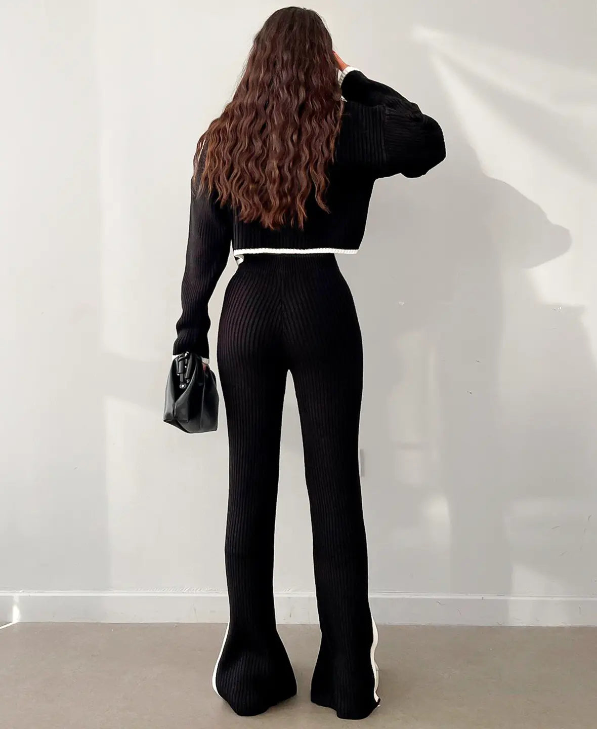 Women's Cool-Weather Knit Two-Piece with Contrast Edging