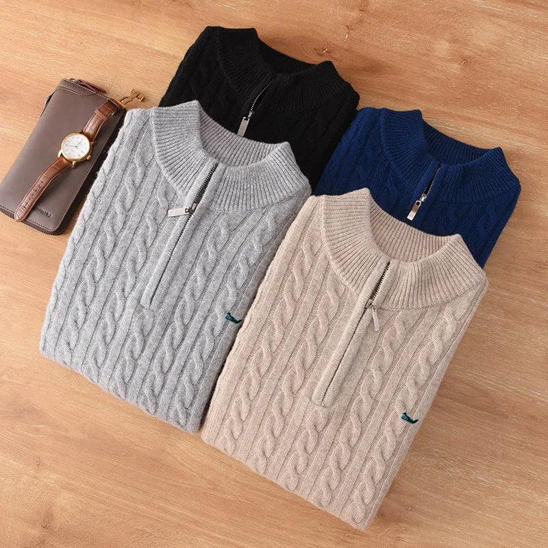 Men's Australian Merino Wool Zip Neck Sweater