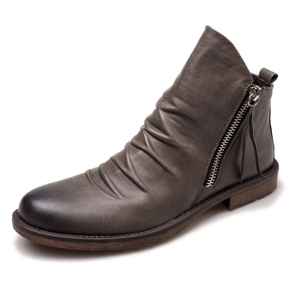 Men's Leather Chelsea Boots Side Zip Classic Ankle Design